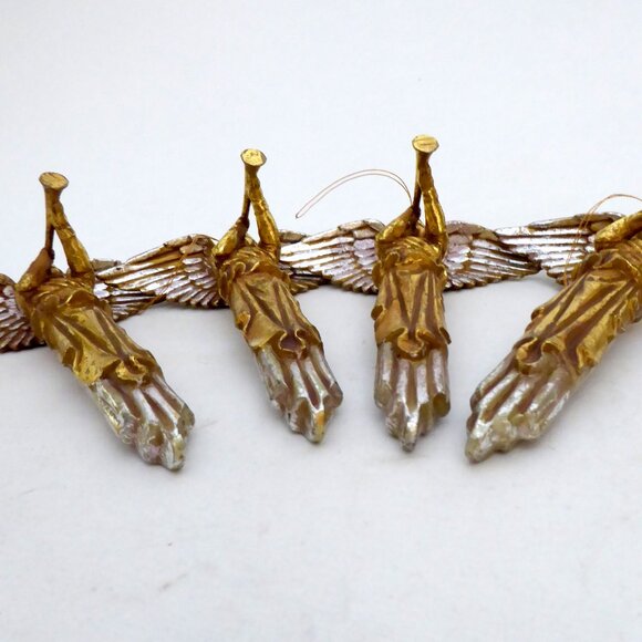 NEW 6.5” CHRISTMAS HOLIDAY GILT GOLD SILVER TRUMPETING ANGEL ORNAMENT LOT - Picture 7 of 11